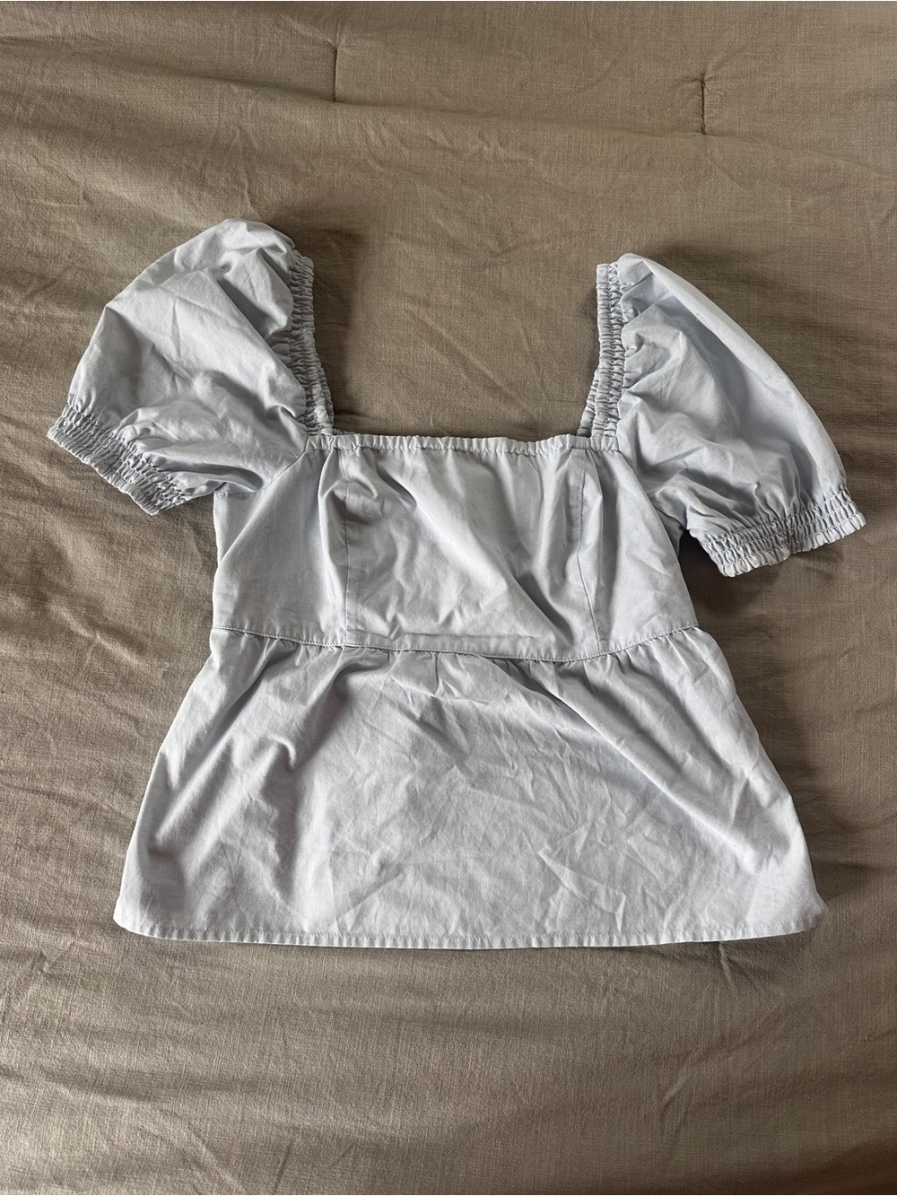 Abercrombie Babydoll Top Puff Sleeve Light Baby Blue